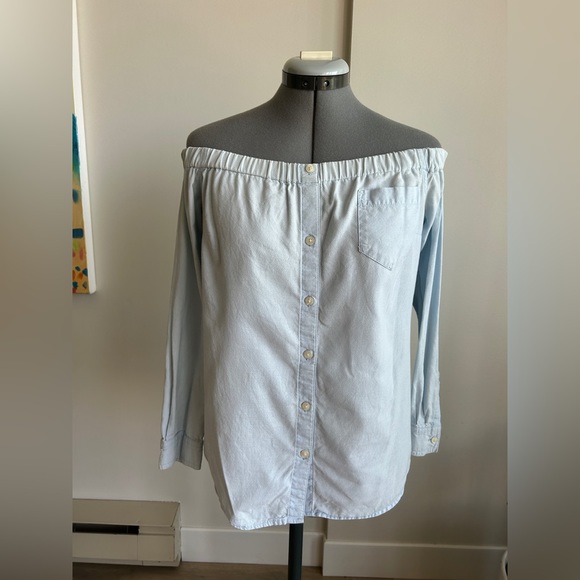 Altered Strapless Shoulderless Blue Top Blouse - Picture 1 of 4